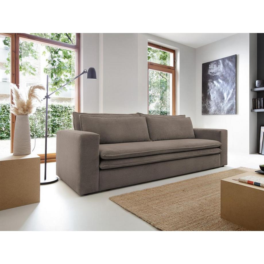 Vente-unique Sofa 3-Sitzer - Mit Schlaffunktion - Cord - Taupe - TILIA  