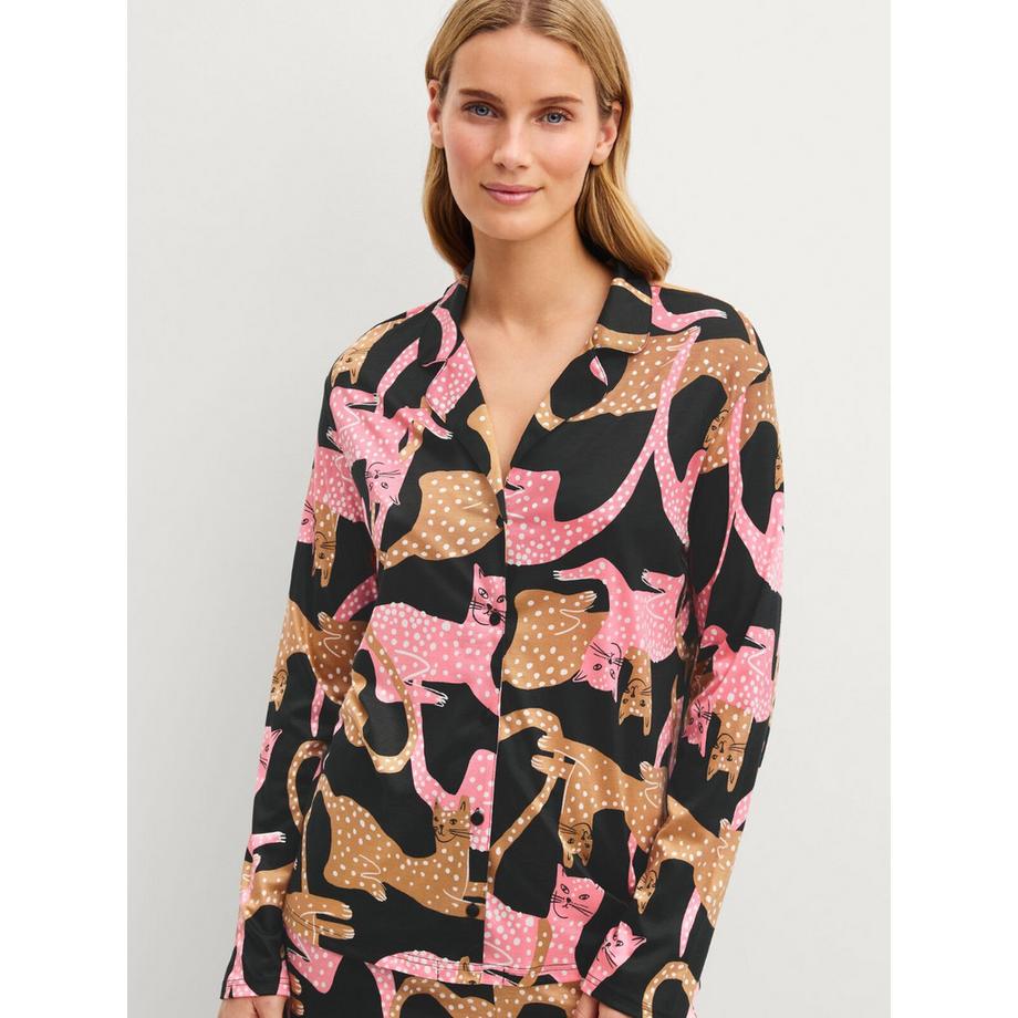 CALIDA Sleep Over Pyjama Set mit Katzenprint  