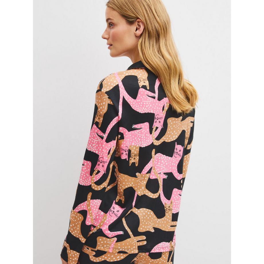 CALIDA Sleep Over Pyjama Set mit Katzenprint  