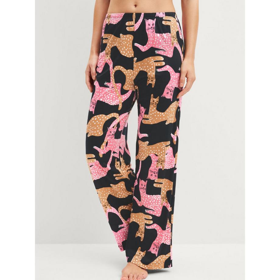 CALIDA Sleep Over Pyjama Set mit Katzenprint  
