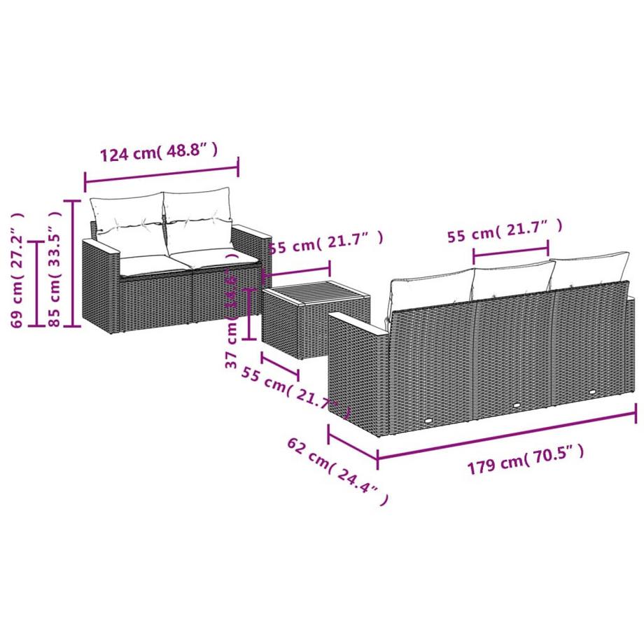 VidaXL set divano da giardino Polirattan  