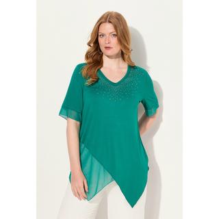 Ulla Popken Chemisier Effet Superposition Mesh Jersey Ourlet Asymétrique  