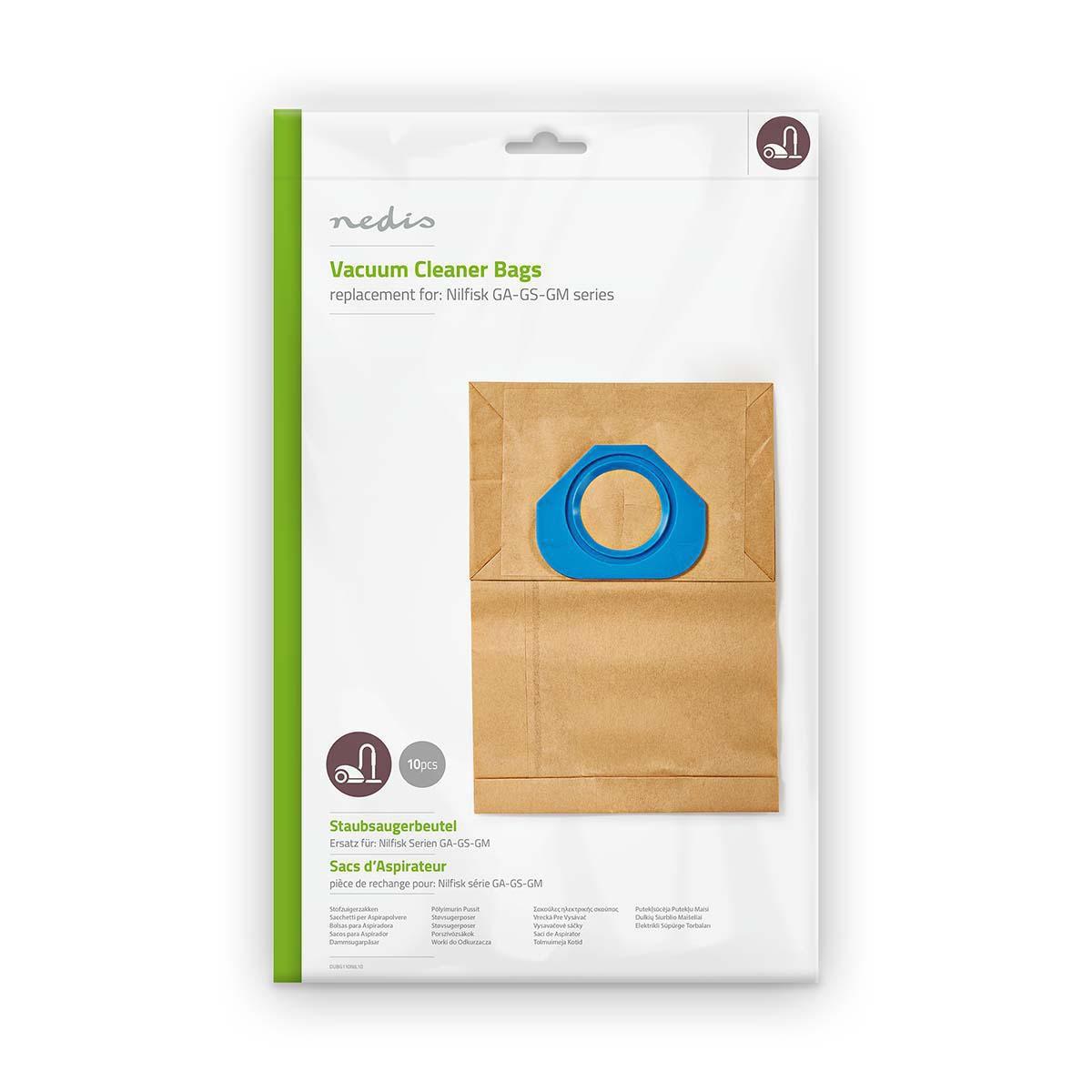 Nedis Sac d'aspirateur | 10 pcs. | Papier | Plus vendu pour : Nilfisk | Couleur marron  