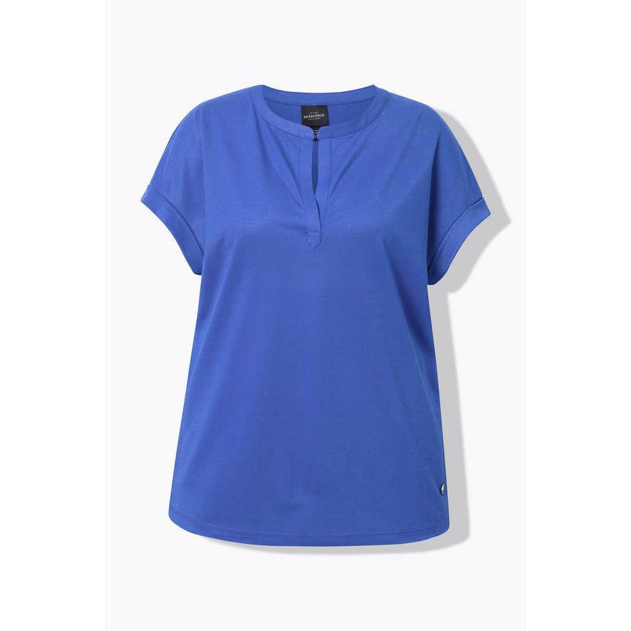 Ulla Popken T-shirt Effet Brillant Col Tunisien Manches Courtes  