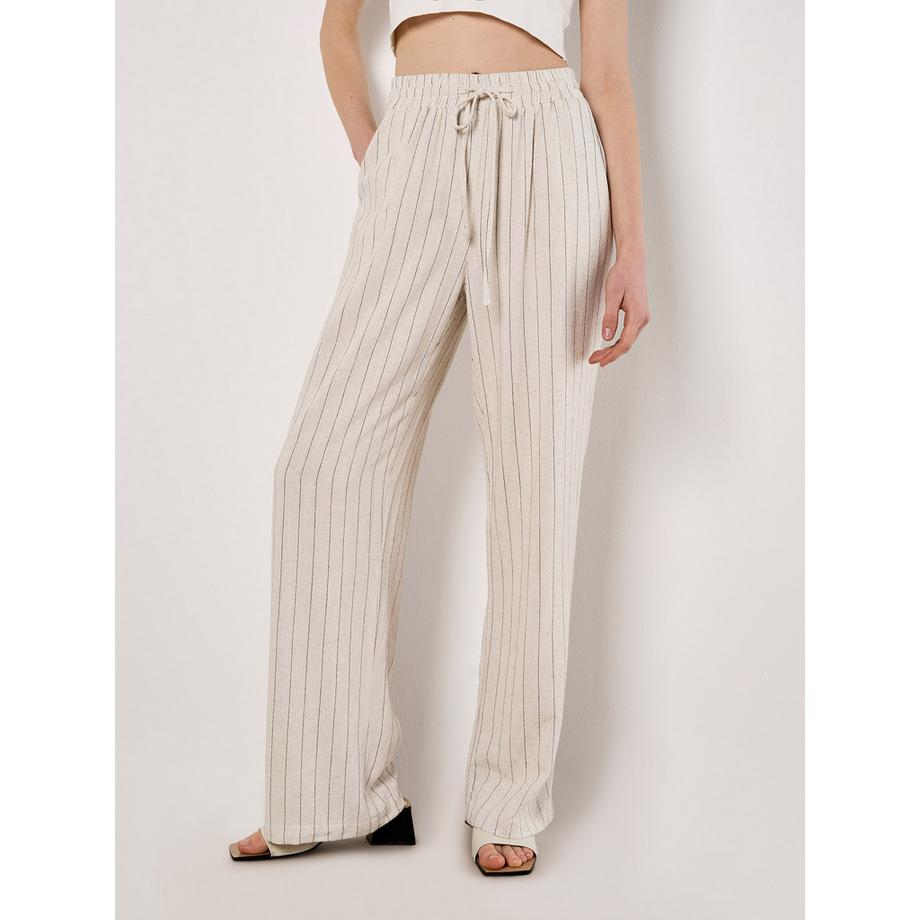 APRICOT Pantalon droit en tissu tissé à fines rayures  