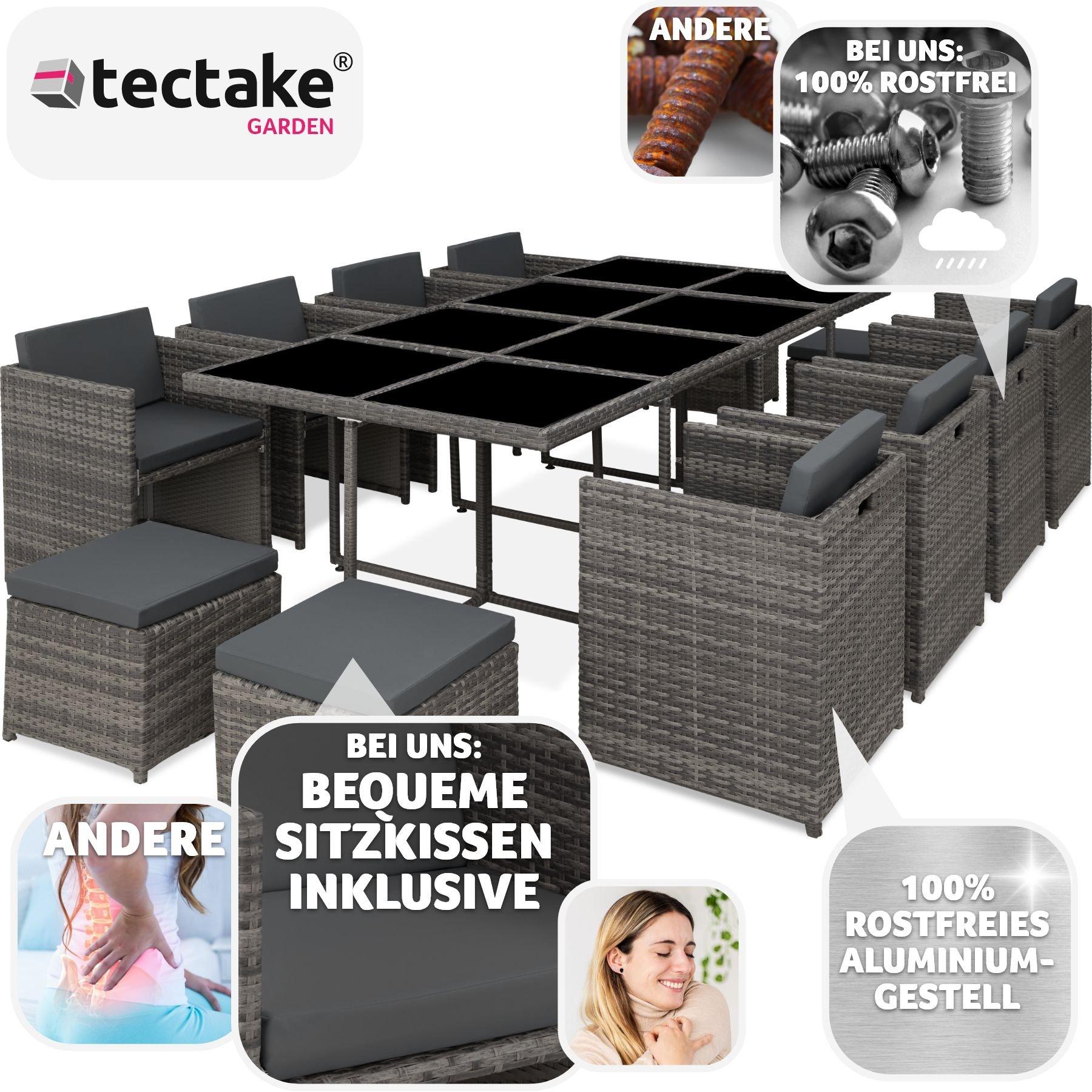 Tectake Aluminium Rattan Sitzgruppe New Orleans 8+4+1 mit Schutzhülle  