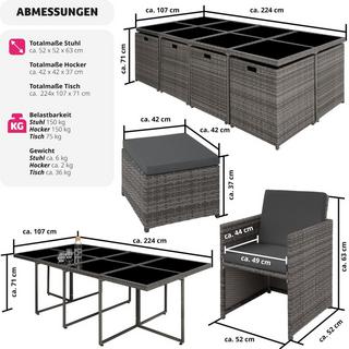 Tectake Aluminium Rattan Sitzgruppe New Orleans 8+4+1 mit Schutzhülle  