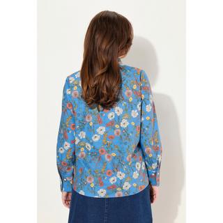 Ulla Popken  Blusa con fiori, collo montante, scollatura a V e maniche lunghe 