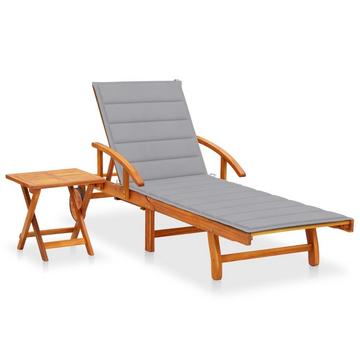 Chaise longue avec table bois d'acacia