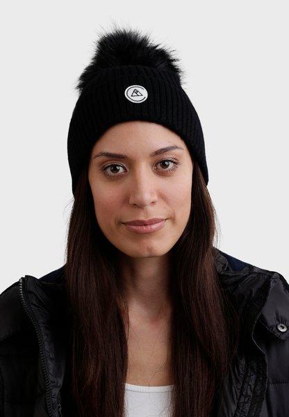 CASH-MERE.CH Bonnet Rib en Cachemire avec Pompon  