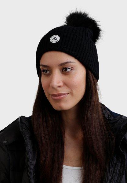 CASH-MERE.CH Bonnet Rib en Cachemire avec Pompon  