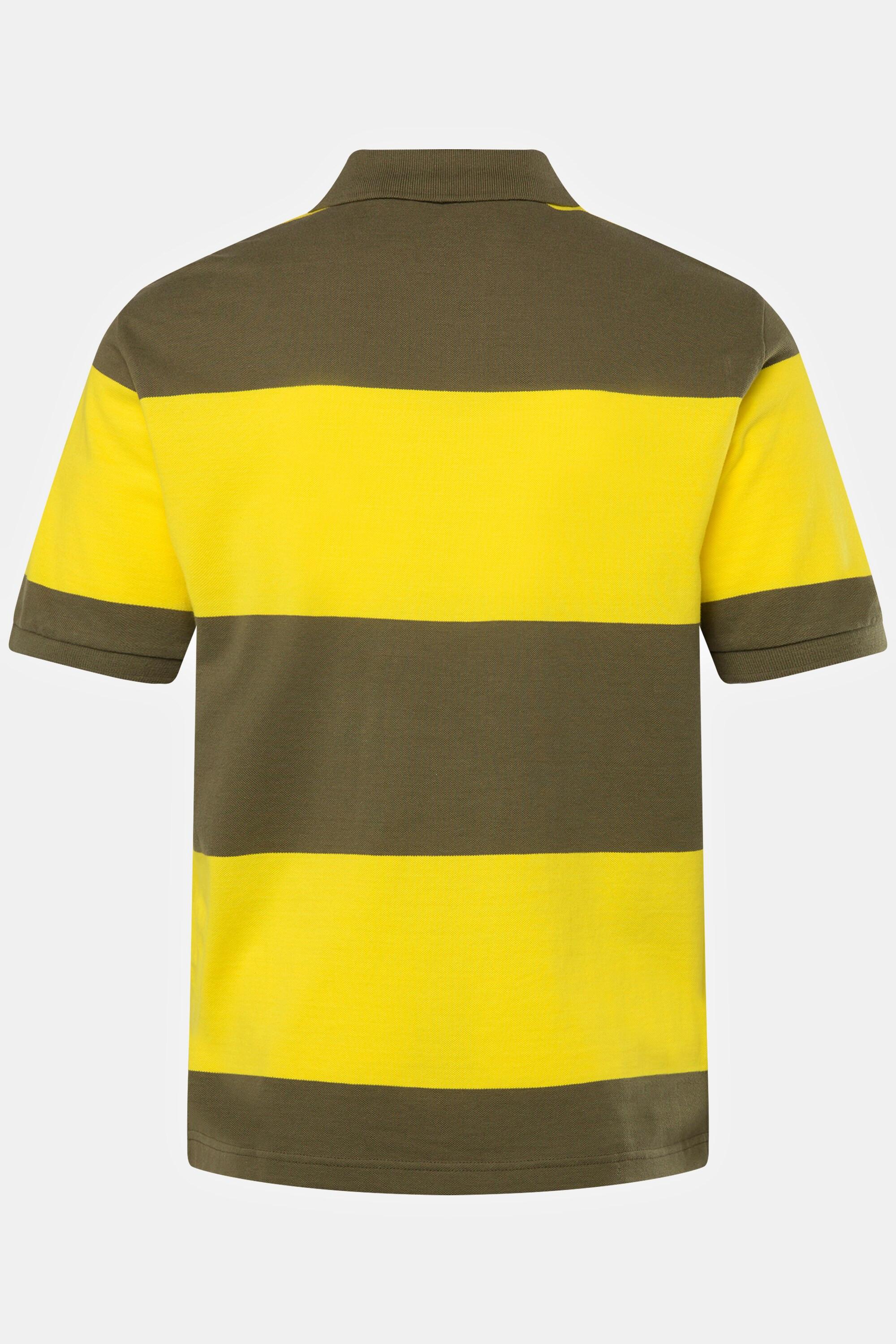 JP1880  Maglia polo in piqué a righe con mezze maniche giallo chiaro 