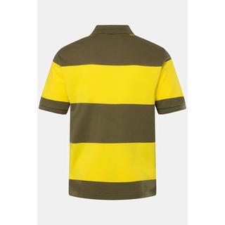 JP1880  Maglia polo in piqué a righe con mezze maniche giallo chiaro 