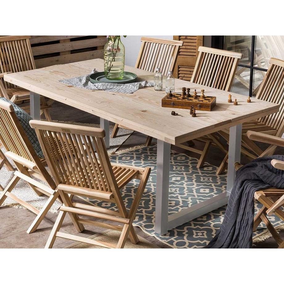 mutoni Table de salle à manger Triana Mango naturel argenté 220x100  