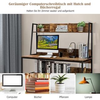 B2X Computertisch mit Ablage & Bücherregal & Verstellbaren Fußpads Schreibtisch Arbeitstisch Kaffee  