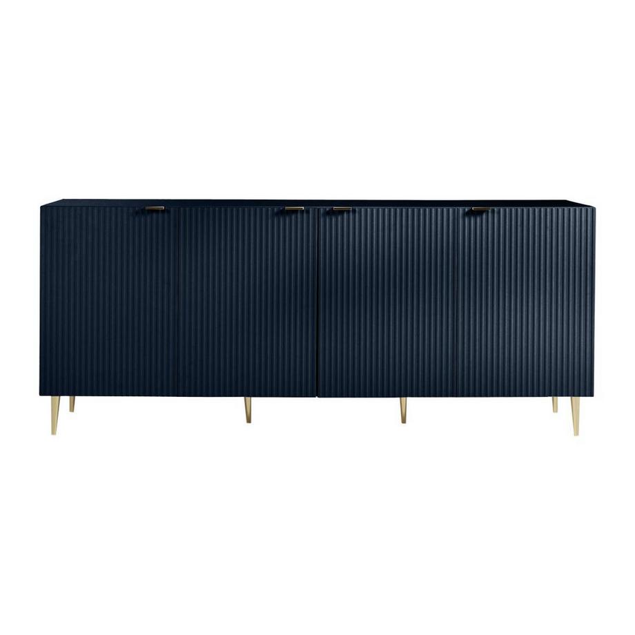 Vente-unique  Sideboard mit 4 Türen - MDF & Stahl - Blau & Goldfarben - YESINIA 