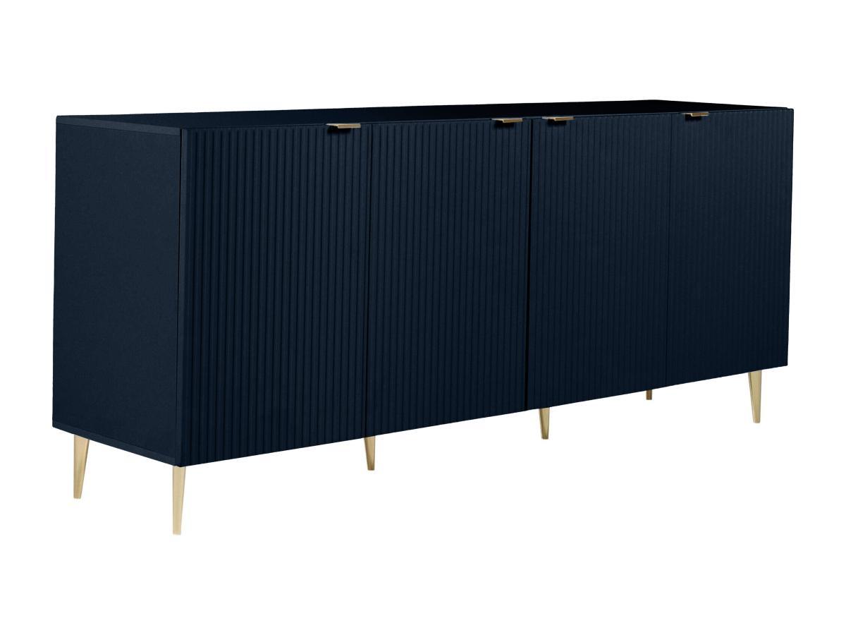 Vente-unique  Credenza con 4 ante in MDF e Acciaio Blu e Dorato - YESINIA 