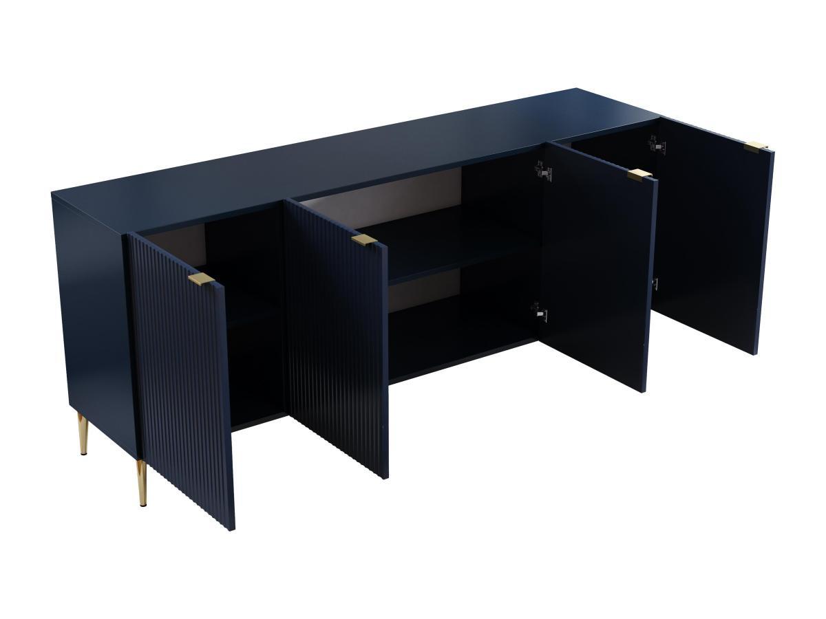 Vente-unique  Credenza con 4 ante in MDF e Acciaio Blu e Dorato - YESINIA 