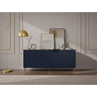 Vente-unique  Credenza con 4 ante in MDF e Acciaio Blu e Dorato - YESINIA 