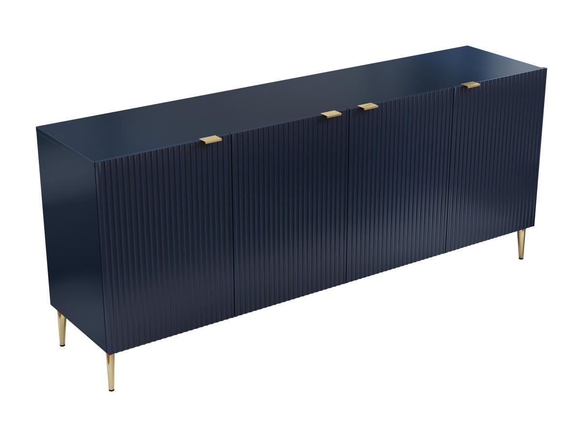 Vente-unique  Credenza con 4 ante in MDF e Acciaio Blu e Dorato - YESINIA 