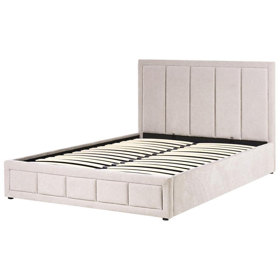 Beliani Bett mit Stauraum aus Chenillegewebe  QUIBERON  