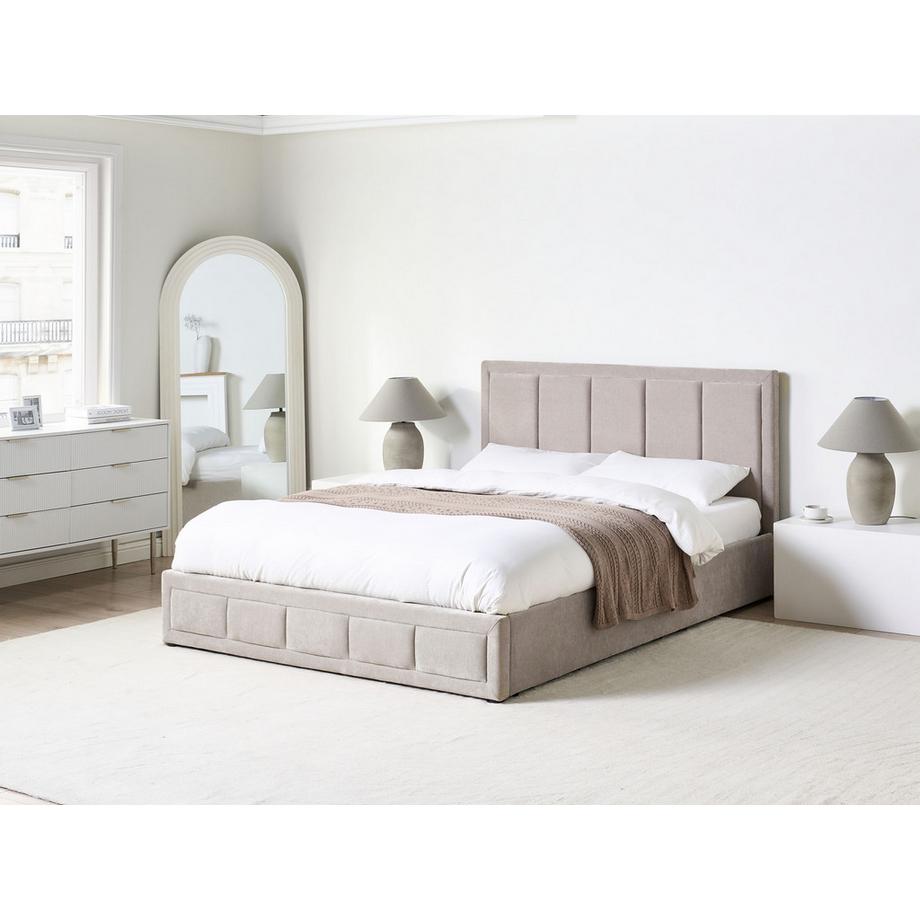 Beliani Bett mit Stauraum aus Chenillegewebe  QUIBERON  