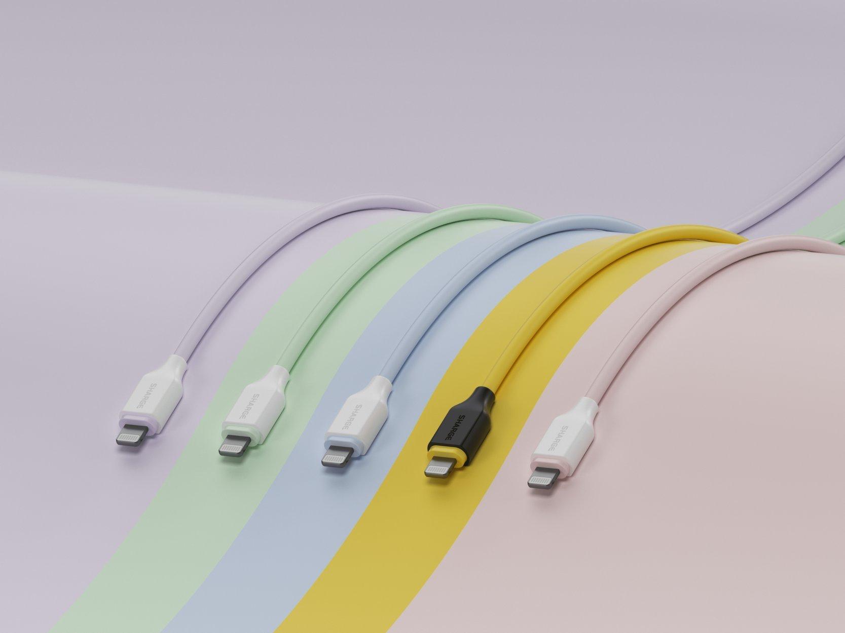 Sharge  Shargeek USB-C sur le câble rose en silicone hautement élastique de foudre 
