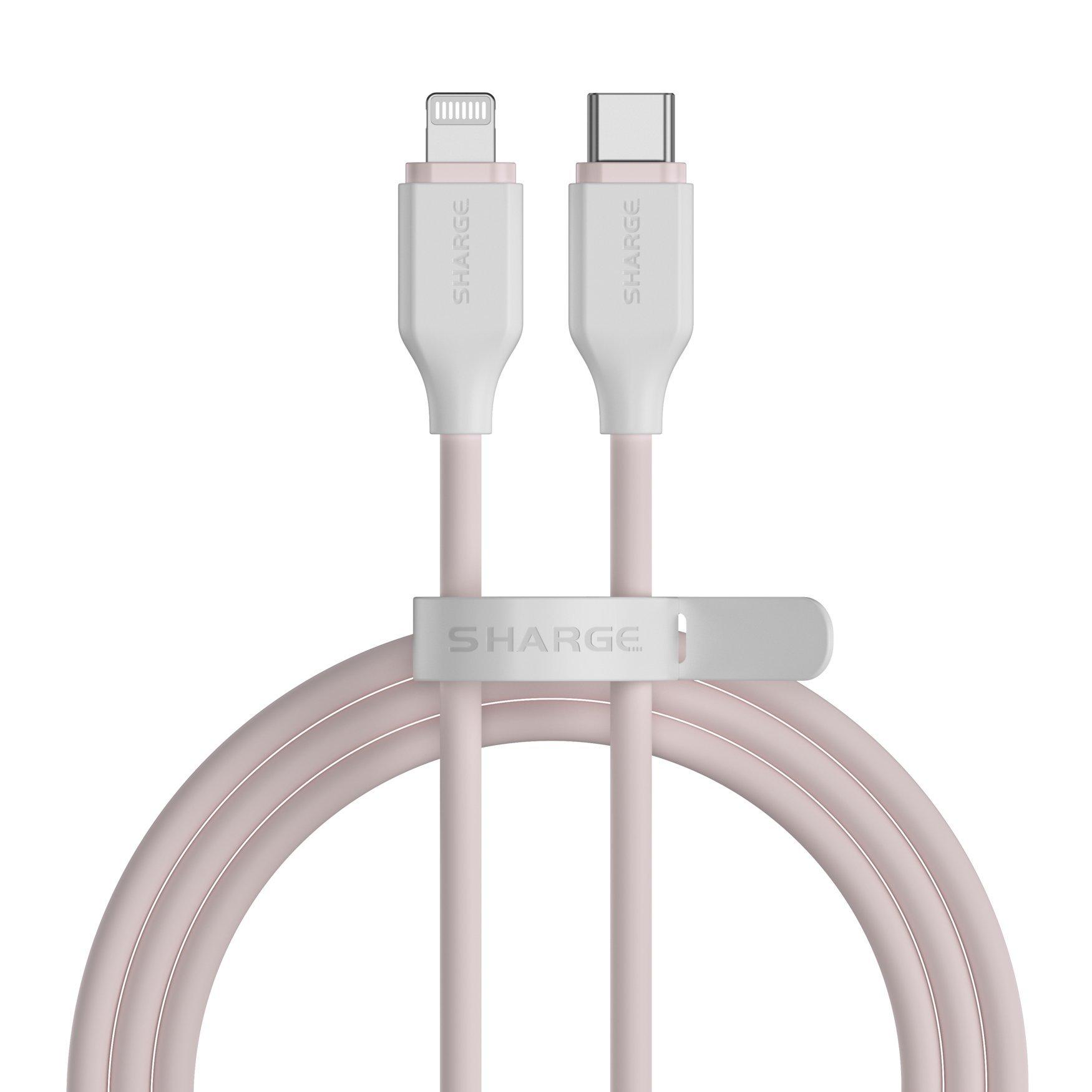Sharge  Shargeek USB-C sur le câble rose en silicone hautement élastique de foudre 