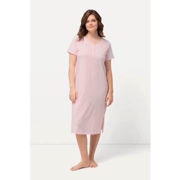 Chemise de nuit, rayures fantaisies, col rond, manches courtes