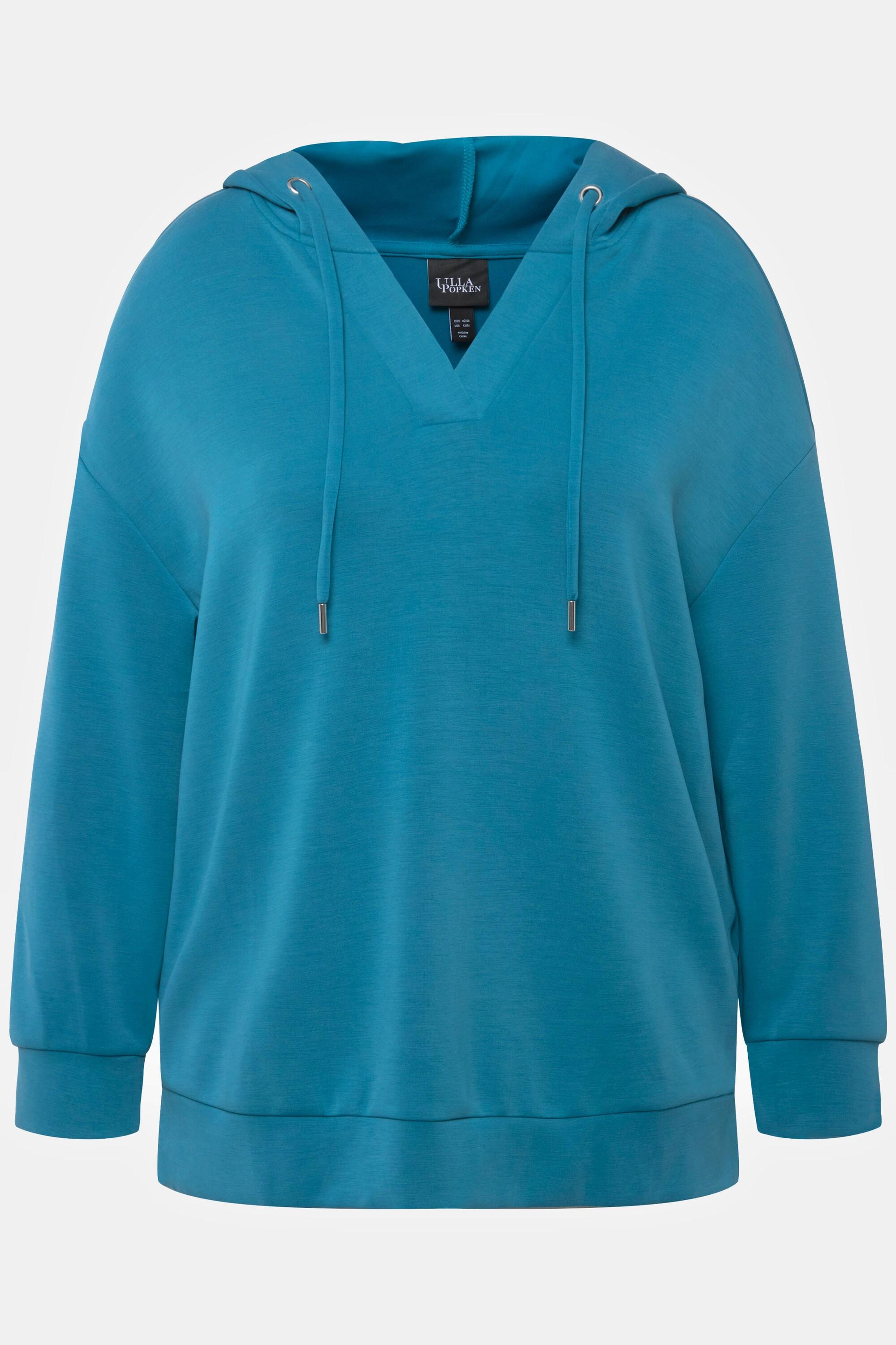 Ulla Popken  Hoodie, Oversized, V-Ausschnitt, Langarm, Kapuzenshirt 