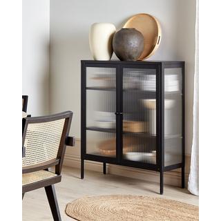 Beliani Sideboard mit Glastüren aus Stahl Modern LERRYN  