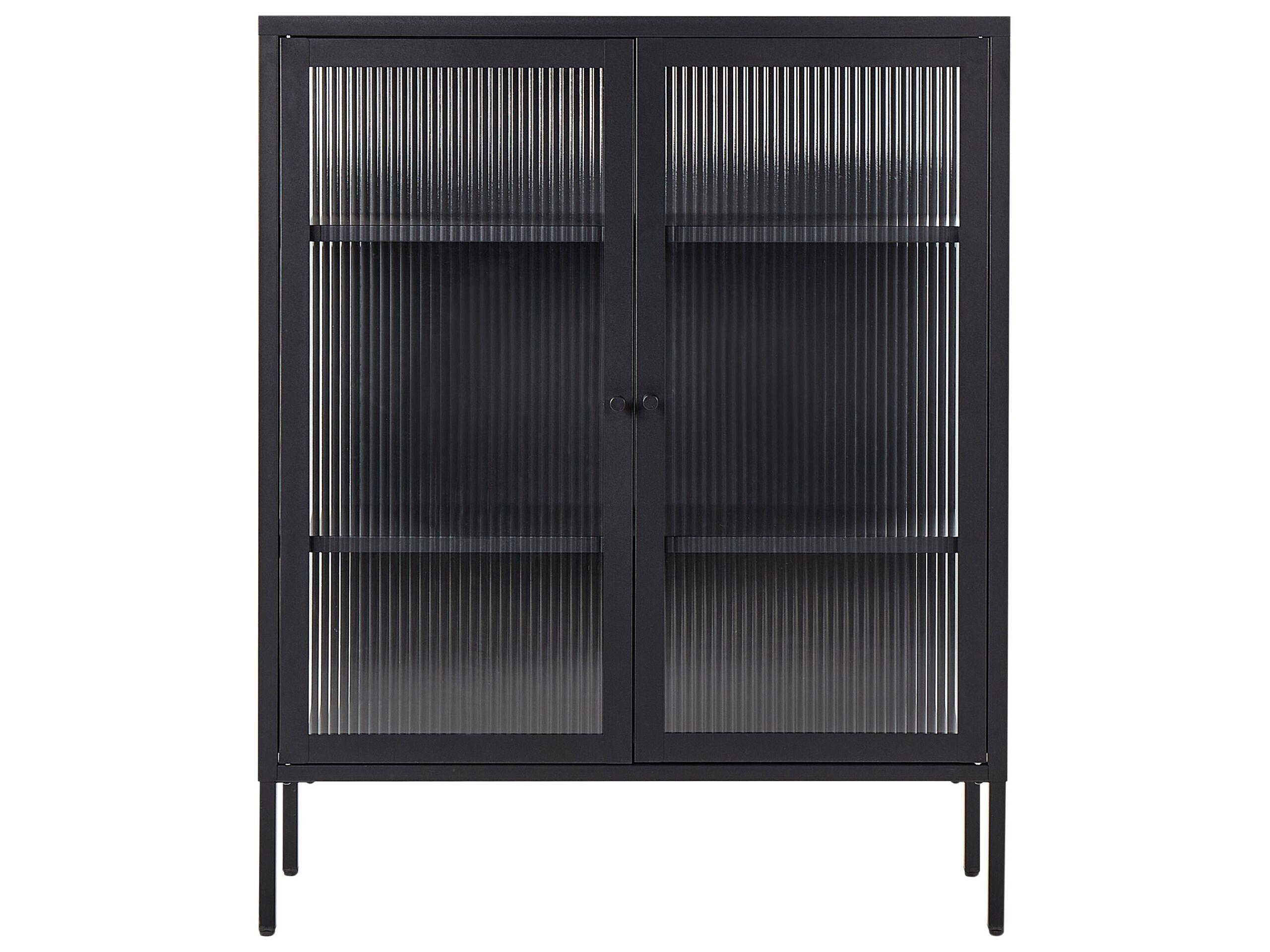 Beliani Sideboard mit Glastüren aus Stahl Modern LERRYN  