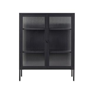 Beliani Sideboard mit Glastüren aus Stahl Modern LERRYN  