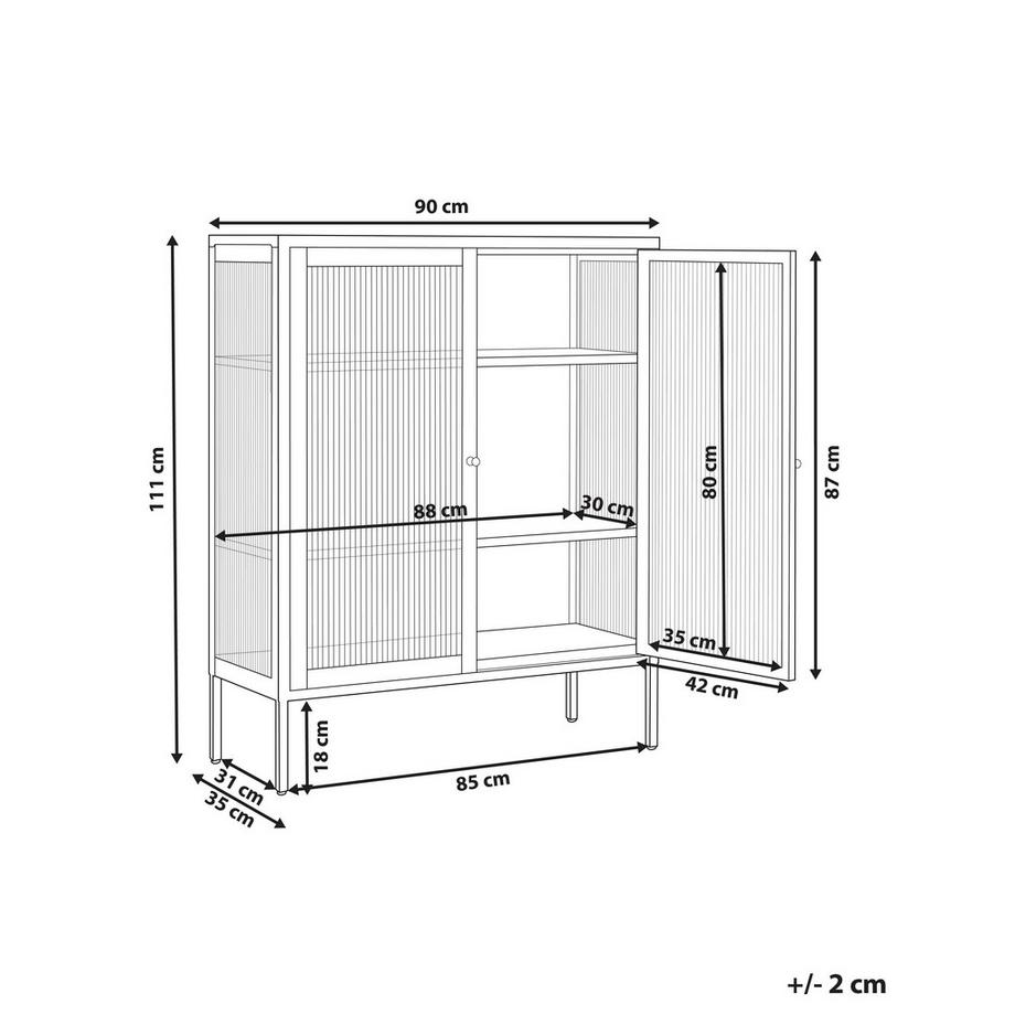 Beliani Sideboard mit Glastüren aus Stahl  LERRYN  