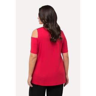 Ulla Popken  T-Shirt, Ziersteine, A-Linie, Cut-Outs, Halbarm 