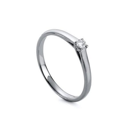 MUAU Schmuck  Solitär Ring 750/18K Weissgold Diamant 0.1ct. 