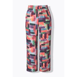 Ulla Popken Pantalon Satin Imprimé Jambe Large Taille Élastique  