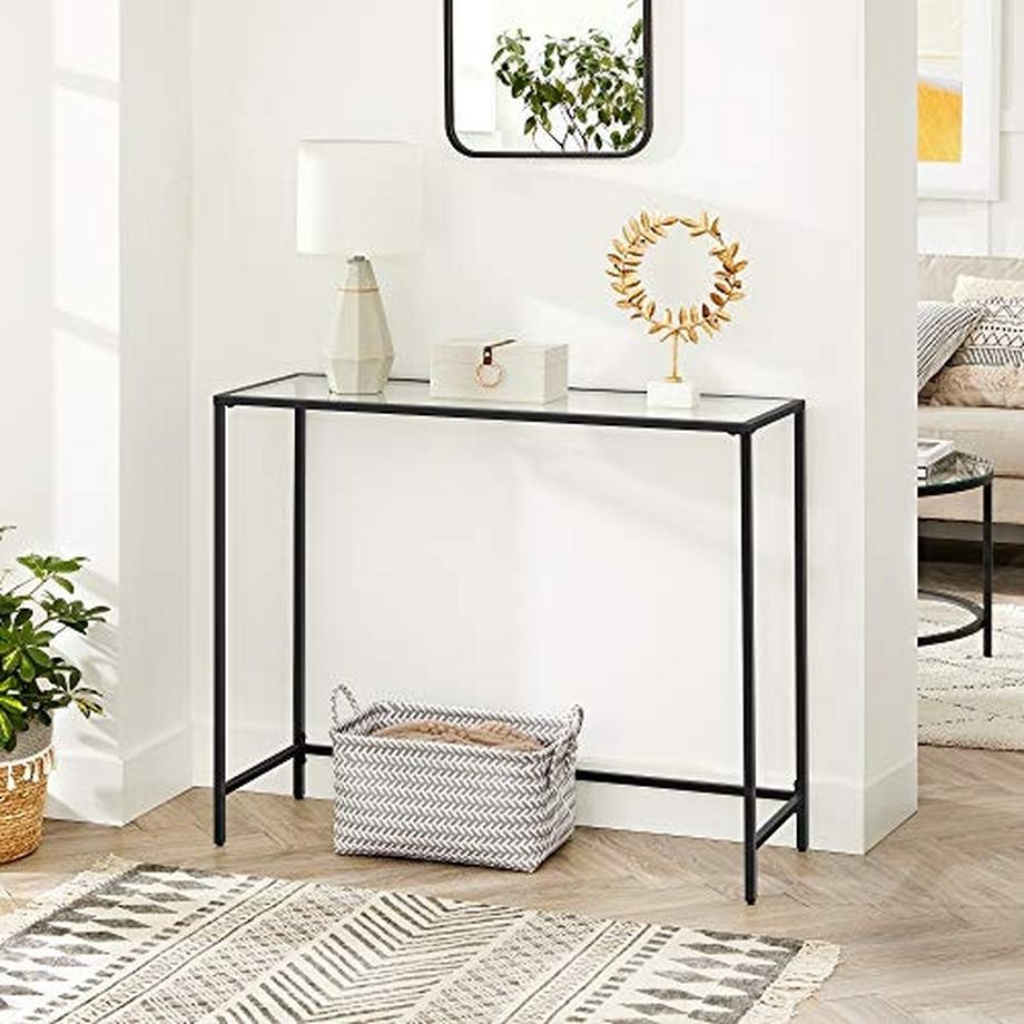 Pricenet  Moderner Konsolentisch ausem Metall und Glas, 100 x 35 x 80 cm 