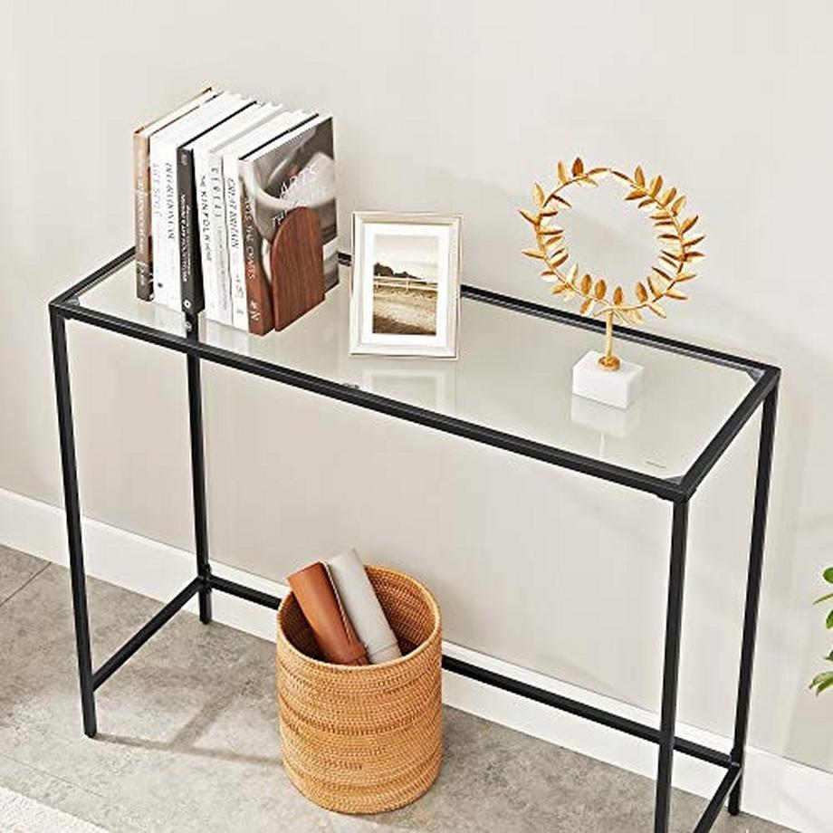 Pricenet  Moderner Konsolentisch ausem Metall und Glas, 100 x 35 x 80 cm 
