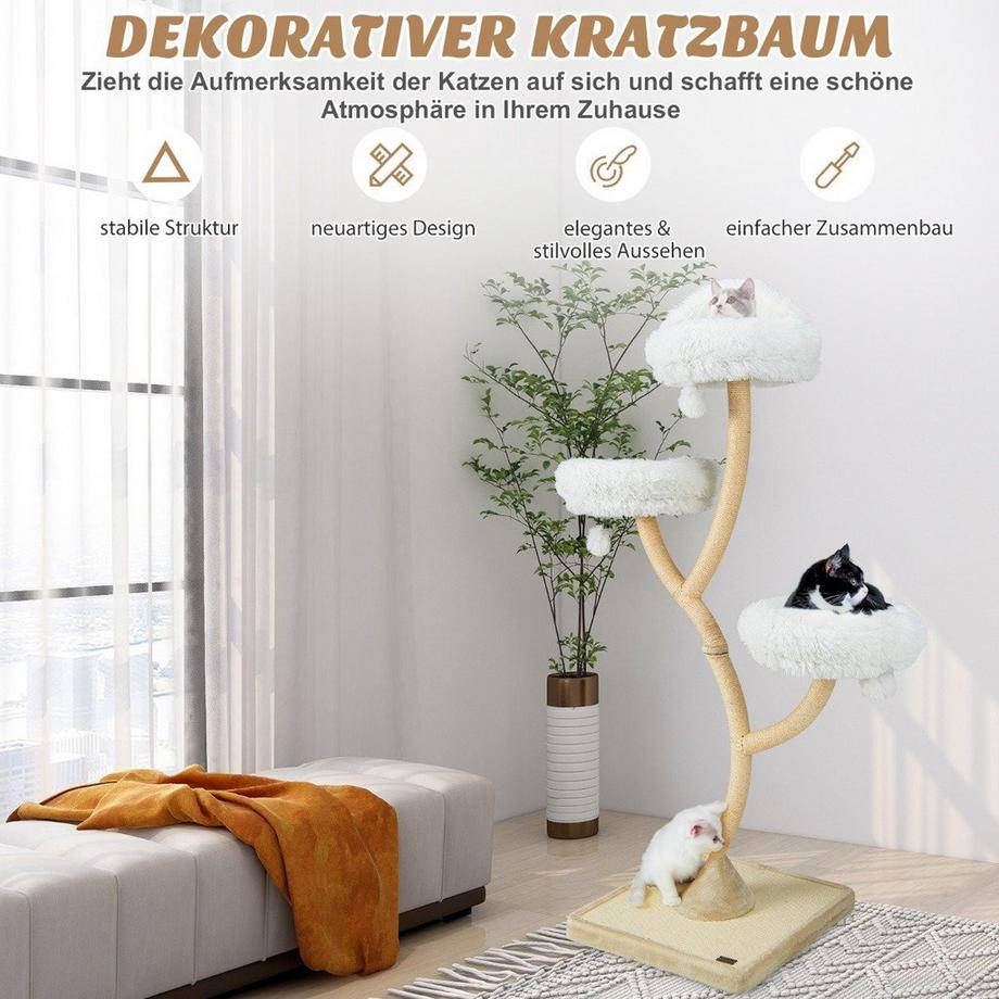 Northio  Albero tiragraffi per gatti con pali in sisal piattaforme e palline 