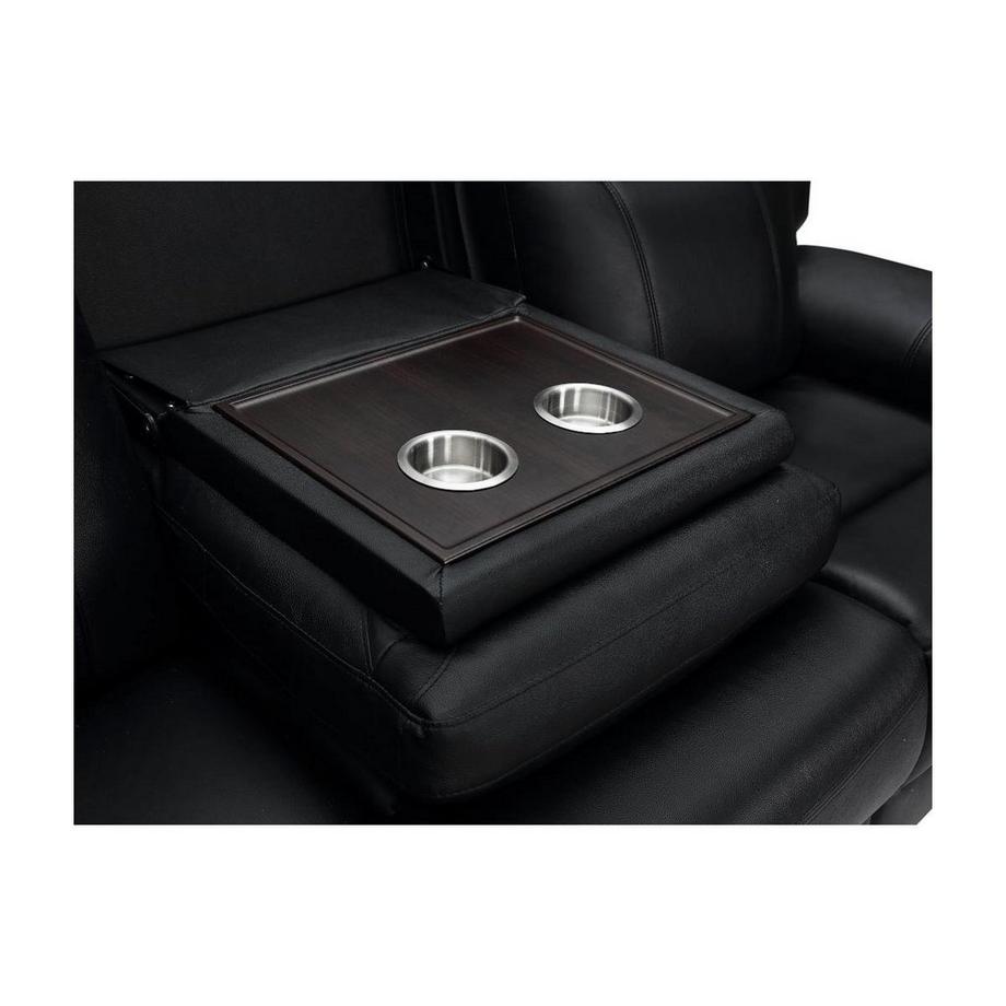 Vente-unique Couchgarnitur Leder mit elektrischer Relaxfunktion 3+1 - Schwarz - KENNETH  