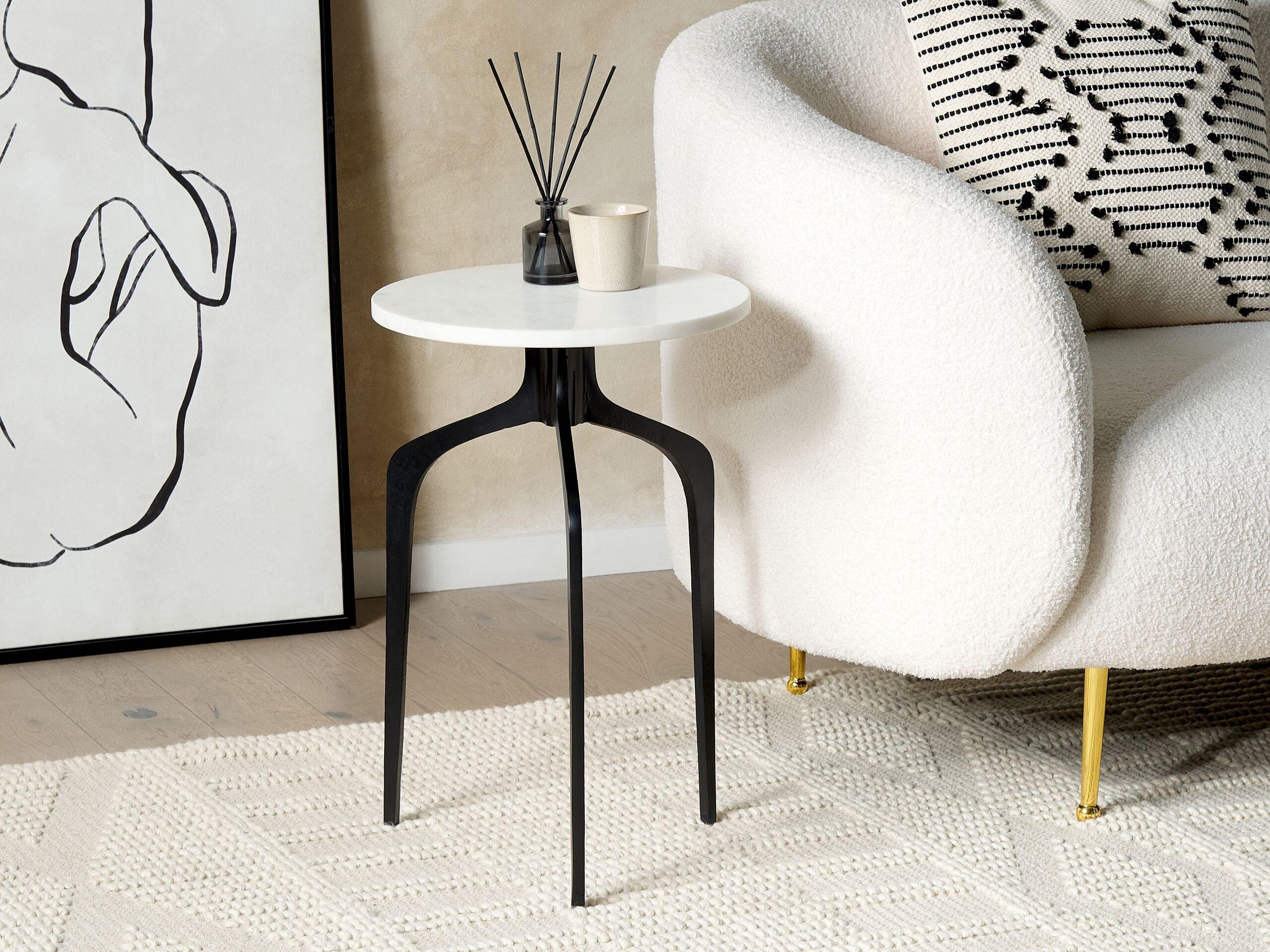 Beliani Table d'appoint en Marbre Moderne TIHOI  