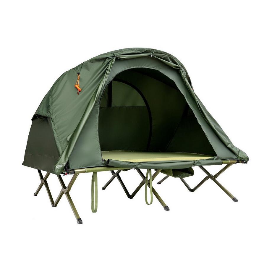 4 in 1 Campingzelt Set für 2 Personen mit Abdeckung und Matratze 194 x 146 x 160 cm Grün
