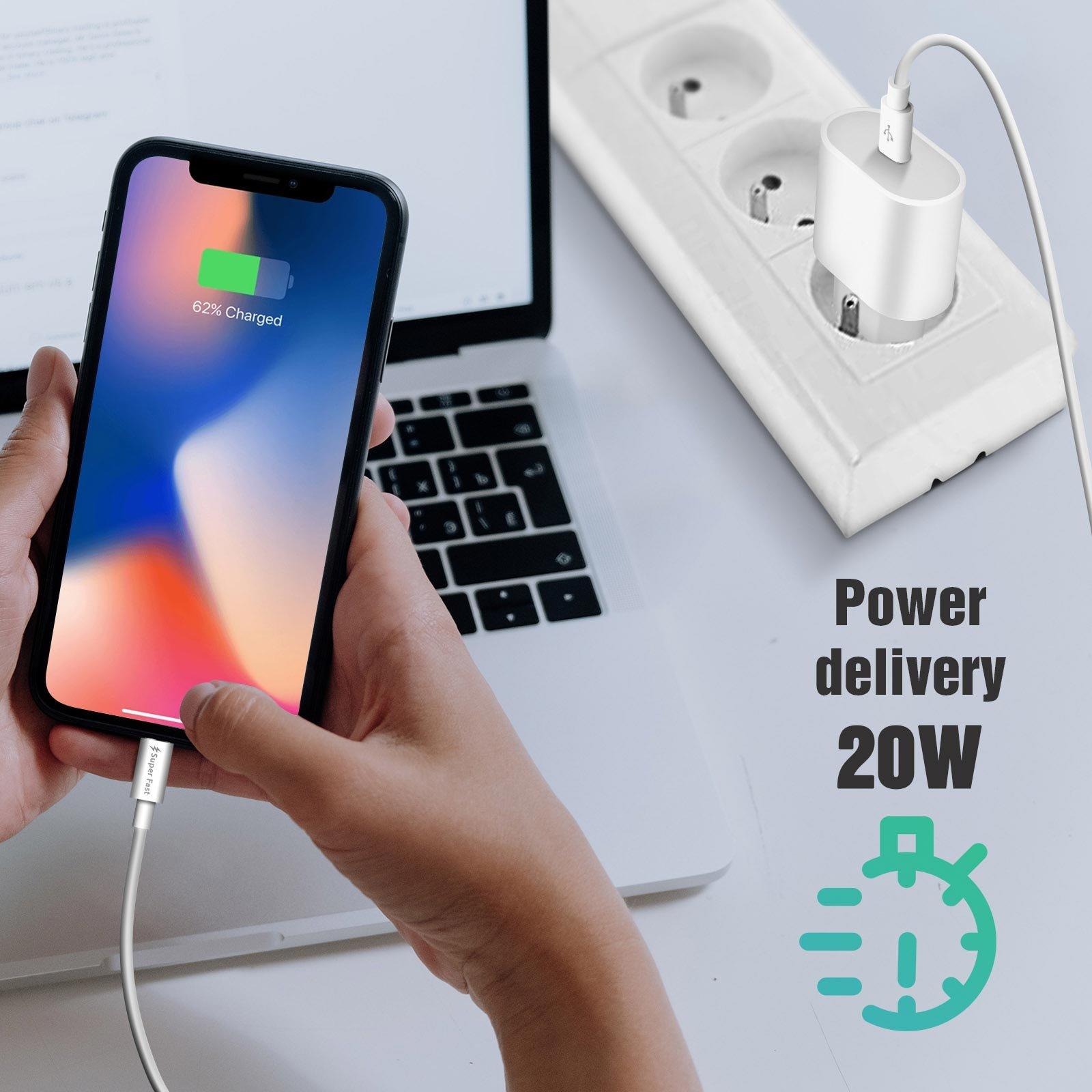 Avizar  Chargeur iPhone USB-C + Câble 20W 