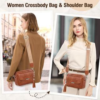 Only-bags.store Crossbody Tasche Leder Umhängetasche Medium Handtasche mit breitem Riemen Verstellbare Umhängetasche mit Fransen für Reisen Crossbody Tasche Leder Umhängetasche Medium Handtasche mit breitem Riemen Verstellbare Umhängetasche mit Fransen für Reisen 