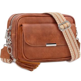 Only-bags.store Crossbody Tasche Leder Umhängetasche Medium Handtasche mit breitem Riemen Verstellbare Umhängetasche mit Fransen für Reisen Crossbody Tasche Leder Umhängetasche Medium Handtasche mit breitem Riemen Verstellbare Umhängetasche mit Fransen für Reisen 