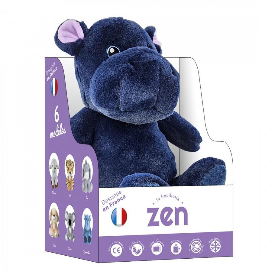 Zen Borsa acqua calda con fodera amovibile + bustina lavanda - Ippopotamo  