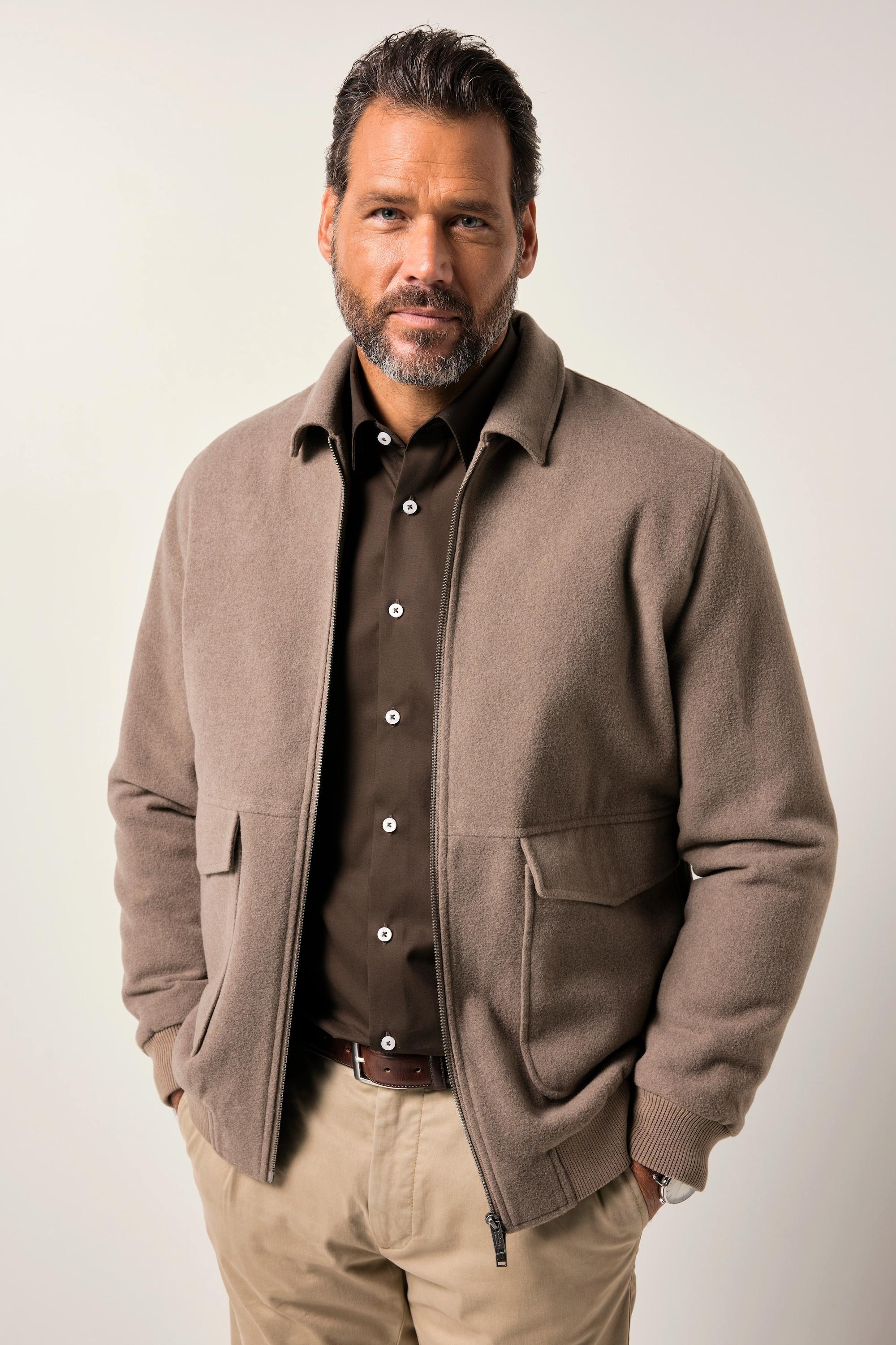 JP1880 Wollmix Blouson Jacke mit Reissverschluss und aufgesetzten Taschen  