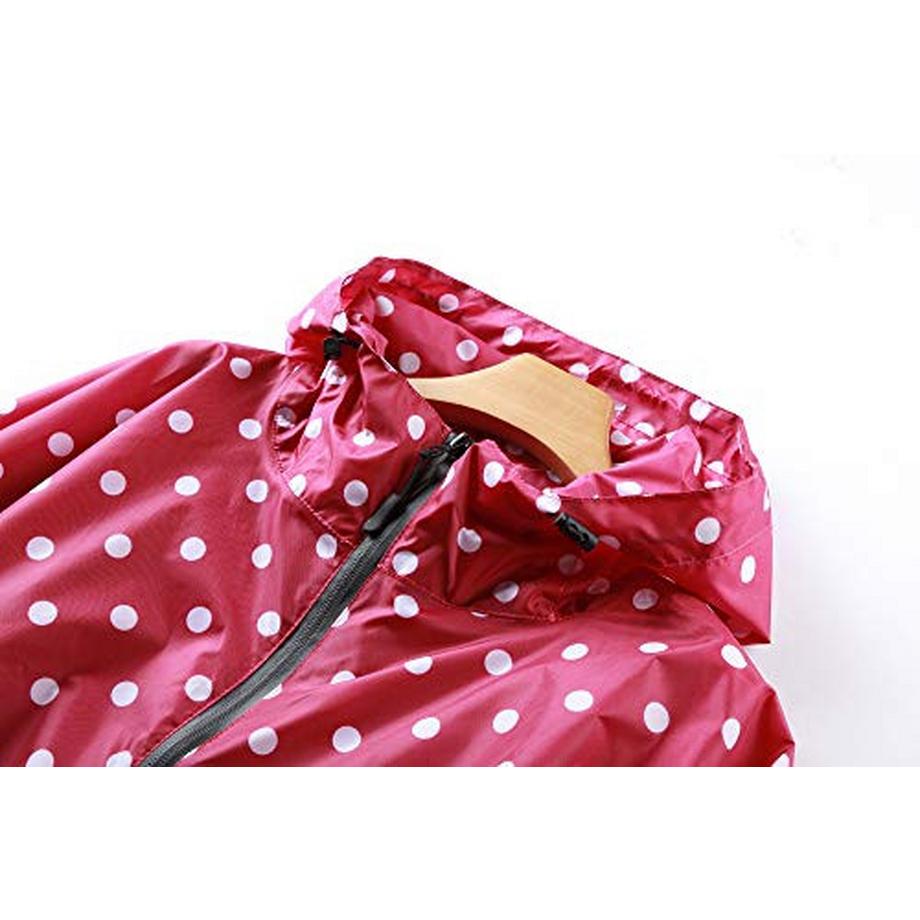 Alopini Poncho Antipioggia Elegante Impermeabile a Pois con Cappuccio Cerniera  