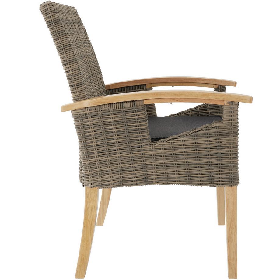 Tectake Ensemble table en rotin avec 4 chaises TARENT avec cadre solide en bois  